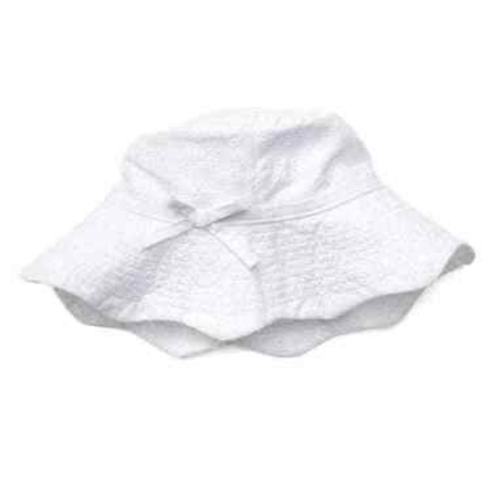 Baby Gap White Eyelet Scalloped Bucket Sun Hat S/M M/L